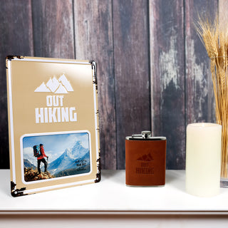 Out Hiking PU Leather & Stainless Steel 8 oz Flask