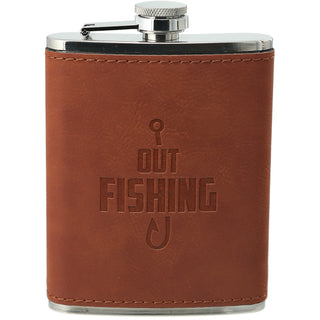 Out Fishing PU Leather & Stainless Steel 8 oz Flask