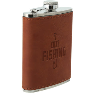 Out Fishing PU Leather & Stainless Steel 8 oz Flask