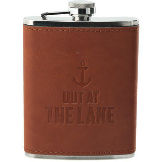 Out at the Lake PU Leather & Stainless Steel 8 oz Flask