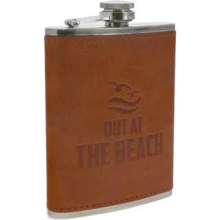 Out at the Beach PU Leather & Stainless Steel 8 oz Flask