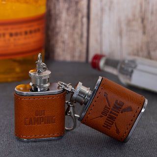 Out Camping PU Leather & Stainless Steel 1 oz Mini Flask