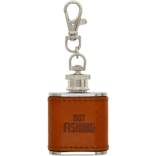 Out Fishing PU Leather & Stainless Steel 1 oz Mini Flask