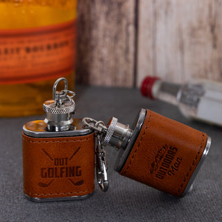 Out Golfing PU Leather & Stainless Steel 1 oz Mini Flask