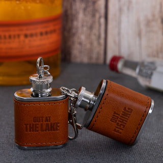 Out at the Lake PU Leather & Stainless Steel 1 oz Mini Flask