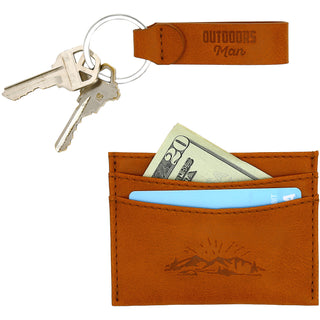 Outdoors Man PU Leather Keyring & Wallet Set