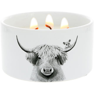 Highland Cow 10 oz - 100% Soy Wax Reveal Triple Wick Candle Scent: Tranquility