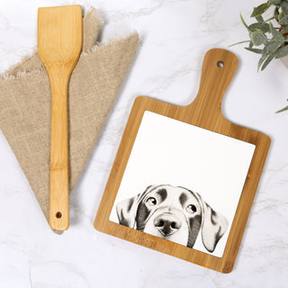 Dog 7.5" Bamboo & Ceramic Tile Trivet