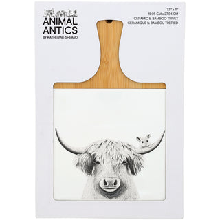 Highland Cow 7.5" Bamboo & Ceramic Tile Trivet