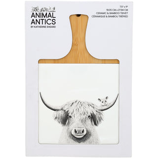 Highland Cow 7.5" Bamboo & Ceramic Tile Trivet