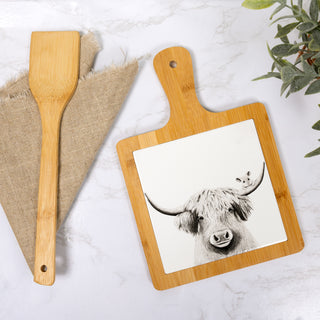 Highland Cow 7.5" Bamboo & Ceramic Tile Trivet
