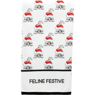 Feline Festive Cotton Blend Tea Towel