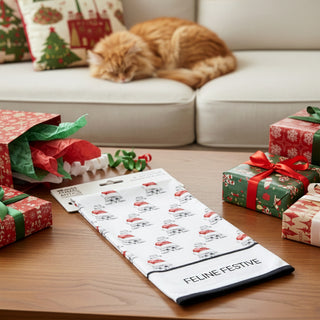 Feline Festive Cotton Blend Tea Towel