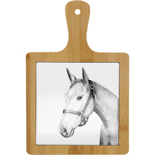 Horse 7.5" Bamboo & Ceramic Tile Trivet