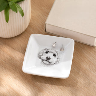 Pawsome 2.5" Trinket Dish & 5mm Cubic Zirconia Stud Earring Set