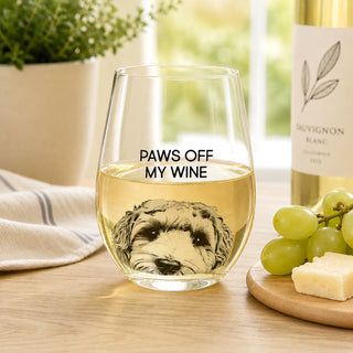 Paws Off Gift Boxed 18 oz Stemless Wine Glass