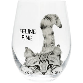 Feline Fine Gift Boxed 18 oz Stemless Wine Glass