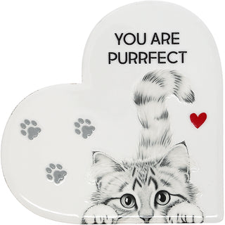 Purrfect 5" Ceramic Heart Plaque