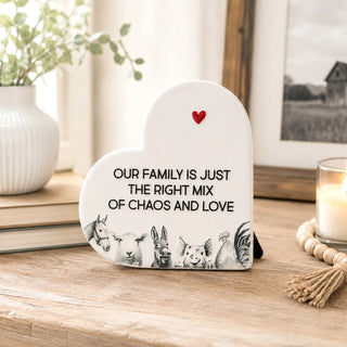Chaos And Love 5" Ceramic Heart Plaque