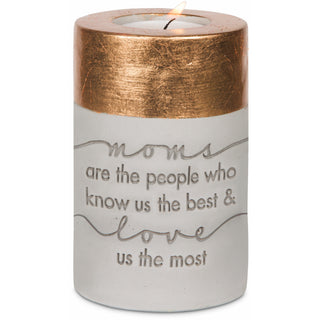 Mom 3" x 4.75" Cement Candle Holder