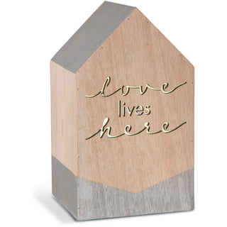 Love Lives Here 8" LED Lit Wooden House