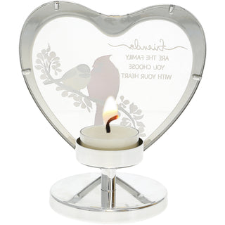 Family You Choose 5" Glass Heart Tea Light Holder