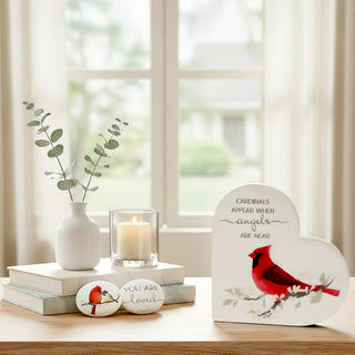 Cardinals Appear 5" Ceramic Heart Plaque