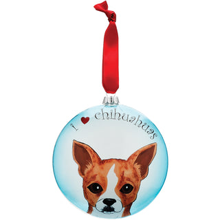 Peanut - Chihuahua 5" Glass Christmas Ornament