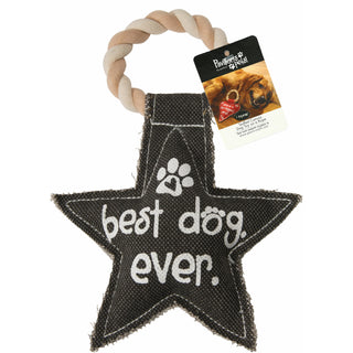 Best Dog Ever 9.5" Canvas Dog Toy on Rope