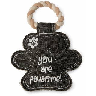 Pawprint 9.5" Canvas Dog Toy on Rope