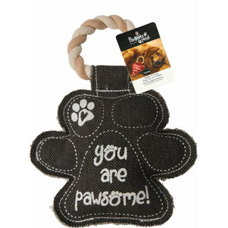 Pawprint 9.5" Canvas Dog Toy on Rope