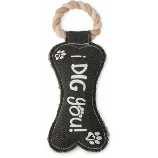 Dog Bone 12" Canvas Dog Toy on Rope