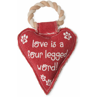 Heart Love 10" Canvas Dog Toy on Rope