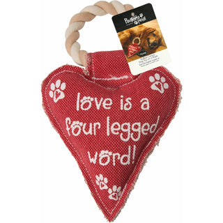 Heart Love 10" Canvas Dog Toy on Rope