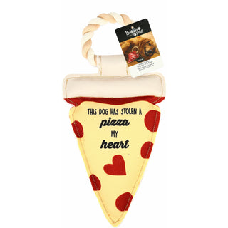 Pizza My Heart 13" Canvas Dog Toy on Rope