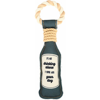 Drinking Alone 13" Canvas Dog Toy on Rope