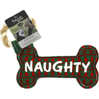 Naughty or Nice 11" Canvas Dog Toy on Rope