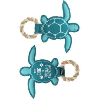 Turtle-y Awesome 9" Canvas Dog Toy on Rope