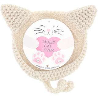 Cat Lover Crochet Coaster Dish & Earring Set