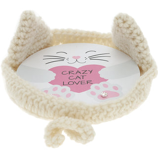 Cat Lover Crochet Coaster Dish & Earring Set