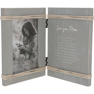 Love You Mom 5.5" x 7.5" Hinged Sentiment Frame (Holds 4" x 6" Photo)