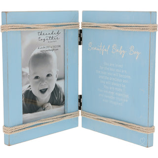 Beautiful Baby Boy 5.5" x 7.5" Hinged Sentiment Frame (Holds 4" x 6" Photo)