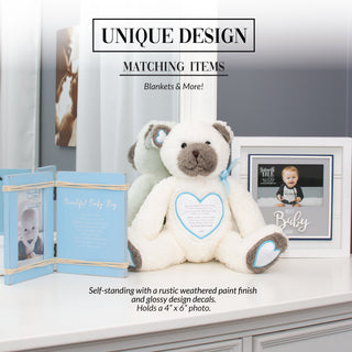 Beautiful Baby Boy 5.5" x 7.5" Hinged Sentiment Frame
(Holds 4" x 6" Photo)