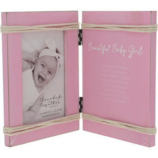 Beautiful Baby Girl 5.5" x 7.5" Hinged Sentiment Frame 
(Holds 4" x 6" Photo)