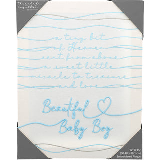 Beautiful Baby Boy 12" x 15" Embroidered Plaque