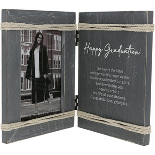 Happy Graduation 5.5" x 7.5" Hinged Sentiment Frame (Holds 4" x 6" Photo)