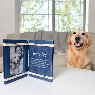 Dog 5.5" x 7.5" Hinged Sentiment Frame (Holds 4" x 6" Photo)