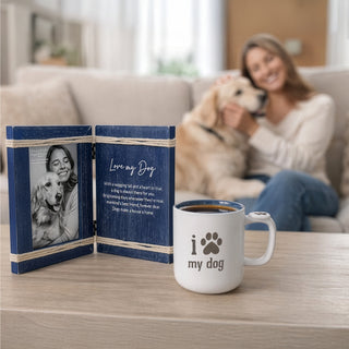 Dog 5.5" x 7.5" Hinged Sentiment Frame (Holds 4" x 6" Photo)