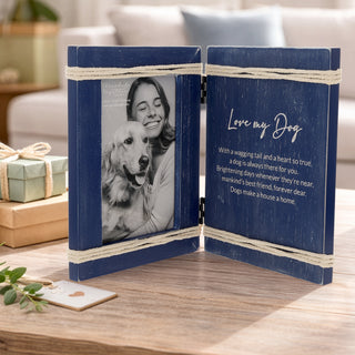 Dog 5.5" x 7.5" Hinged Sentiment Frame (Holds 4" x 6" Photo)