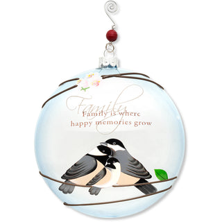 Family 5" Diameter Glass Ornament